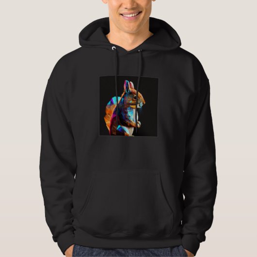 Cute Squirrel Illustration Colorful Polygonal Pop  Hoodie (Voorkant)