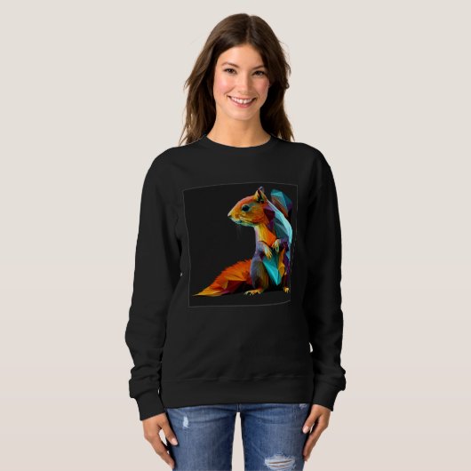 Cute Squirrel Illustration Colorful Polygonal Pop  Trui (Voorkant volledig)
