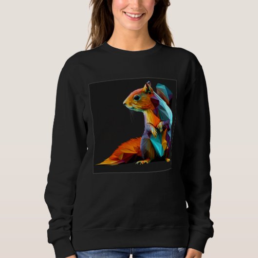 Cute Squirrel Illustration Colorful Polygonal Pop  Trui (Voorkant)