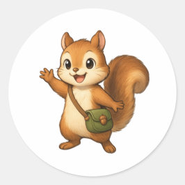 Cute Squirrel Illustration – Okojo and Friends Ronde Sticker