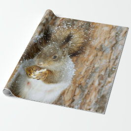 Cute Squirrel in een winterlandschap Cadeaupapier