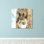Cute Squirrel in een winterlandschap Canvas Afdruk (Insitu (Houten vloer))