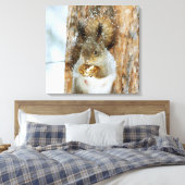 Cute Squirrel in een winterlandschap Canvas Afdruk (Insitu (Slaapkamer))