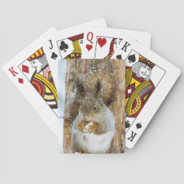 Cute Squirrel in een winterlandschap Pokerkaarten