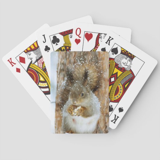 Cute Squirrel in een winterlandschap Pokerkaarten (Achterkant)