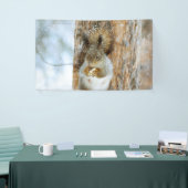 Cute Squirrel in een winterlandschap Spandoek (Beurs)