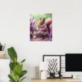 Cute Squirrel in Lavender Fields Kunst Nursery Poster (Thuiskantoor)