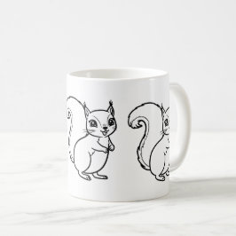 Cute Squirrel Koppel Lijn Kunst Minimalistische Ko Koffiemok