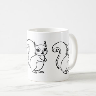Cute Squirrel Koppel Lijn Kunst Minimalistische Ko Koffiemok