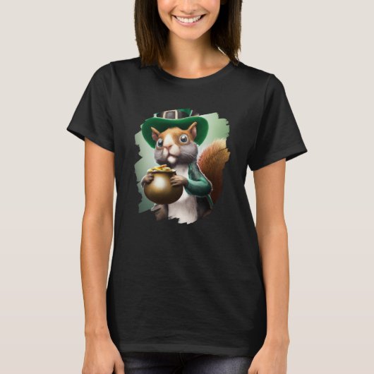 Cute Squirrel Leprechaun St Patricks Day Squirrel  T-shirt (Voorkant)
