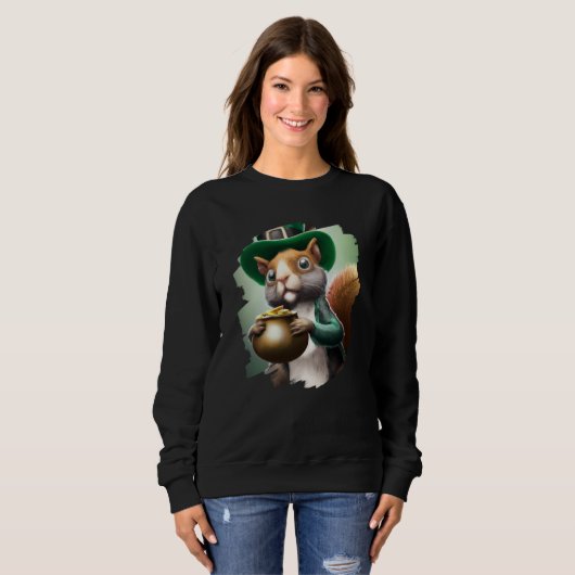 Cute Squirrel Leprechaun St Patricks Day Squirrel Trui (Voorkant volledig)