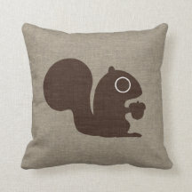 Cute Squirrel met Acorn Faux Linen Style