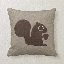 Cute Squirrel met Acorn Faux Linen Style Kussen