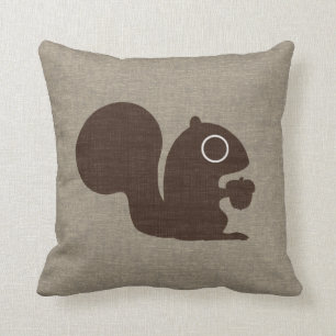 Cute Squirrel met Acorn Faux Linen Style Kussen