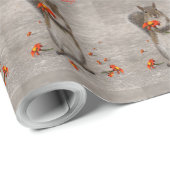 Cute squirrel met bloemen Happy Birthday Cadeaupapier (Rol Hoek)
