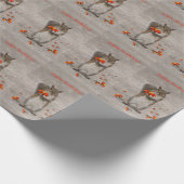 Cute squirrel met bloemen Happy Birthday Cadeaupapier (Hoek)