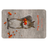 Cute Squirrel met een rode bloem personaliseren Magneet (Horizontaal)