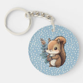 Cute Squirrel met gepersonaliseerd bericht Sleutelhanger (Voorkant)