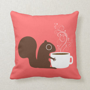 Cute Squirrel met koffie   Kunst voor dieren Kussen