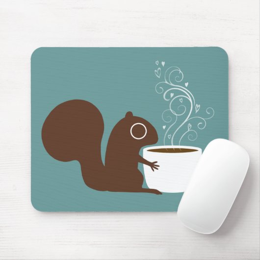 Cute Squirrel met koffie | Kunst voor dieren Muismat (Met muis)