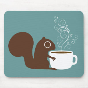 Cute Squirrel met koffie   Kunst voor dieren Muismat
