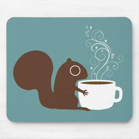 Cute Squirrel met koffie | Kunst voor dieren Muismat (Voorkant)