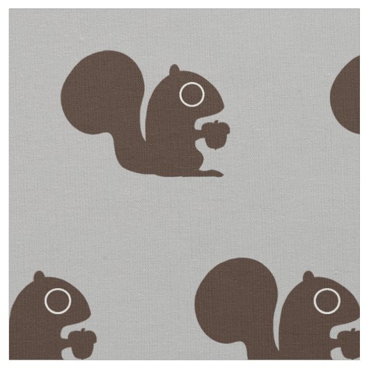 Cute Squirrel met Nut | Woodland Pattered Stof (Close Up)