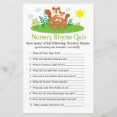 Cute Squirrel Nursery Rhyme Quiz baby shower spel (Voorkant)