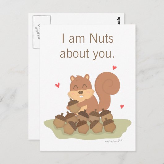 Cute Squirrel Nuts Over jou Pun Love Humor Briefkaart (Voorkant / Achterkant)