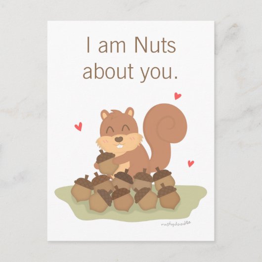 Cute Squirrel Nuts Over jou Pun Love Humor Briefkaart (Voorkant)