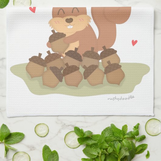 Cute Squirrel Nuts Over jou Pun Love Humor Theedoek (Gevouwen)