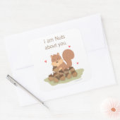Cute Squirrel Nuts Over jou Pun Love Humor Vierkante Sticker (Envelop)