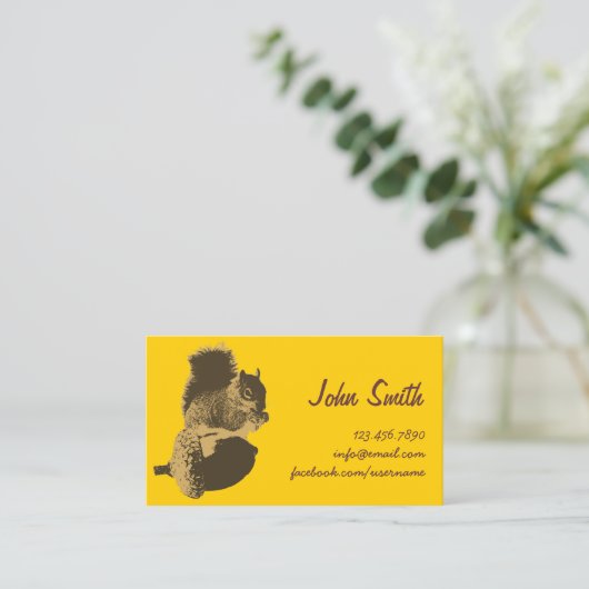 Cute Squirrel & Oak Nut Creative Profile Card Visitekaartje (Staand voorkant)