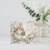 Cute squirrel on the pine branch feestdagenkaart (Staand voorkant)