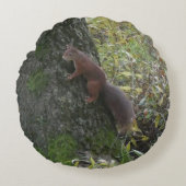 Cute Squirrel on Tree Trunk Round Pillow Rond Kussen (Voorkant)