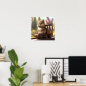 Cute Squirrel op een trein gepersonaliseerde kunst Poster (Thuiskantoor)