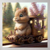 Cute Squirrel op een trein gepersonaliseerde kunst Poster (Voorkant)