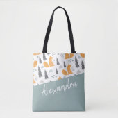 Cute Squirrel Pattern Green Persoonlijk Tote Bag (Voorkant)