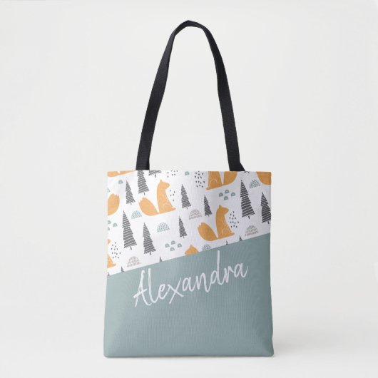 Cute Squirrel Pattern Green Persoonlijk Tote Bag (Voorkant)