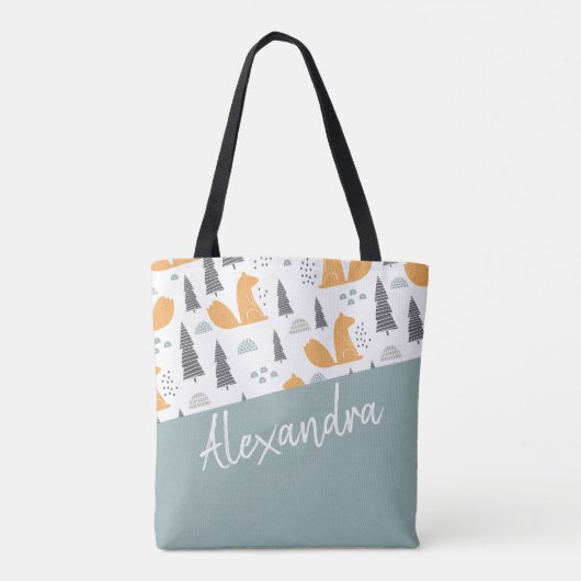 Cute Squirrel Pattern Green Persoonlijk Tote Bag (Achterkant)