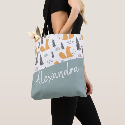 Cute Squirrel Pattern Green Persoonlijk Tote Bag (Dichtbij)