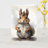 Cute Squirrel Portret Lege Wenskaart  Kaart (Gele Bloem)