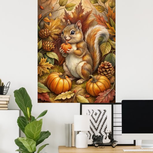 Cute Squirrel Poster (Thuiskantoor)