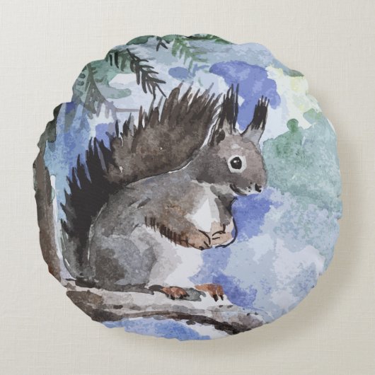 Cute squirrel rond kussen (Voorkant)