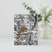 Cute Squirrel Sneeuwboom Briefkaart (Staand voorkant)
