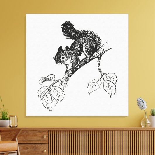 Cute Squirrel  Squirrel Illustratie Canvas Afdruk (Insitu (Woonkamer))