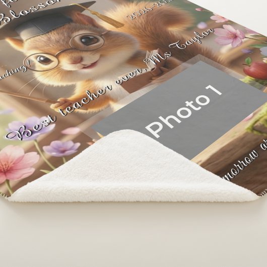 Cute Squirrel Teacher Appreciation Blossom Blanket Sherpa Deken (3/4)