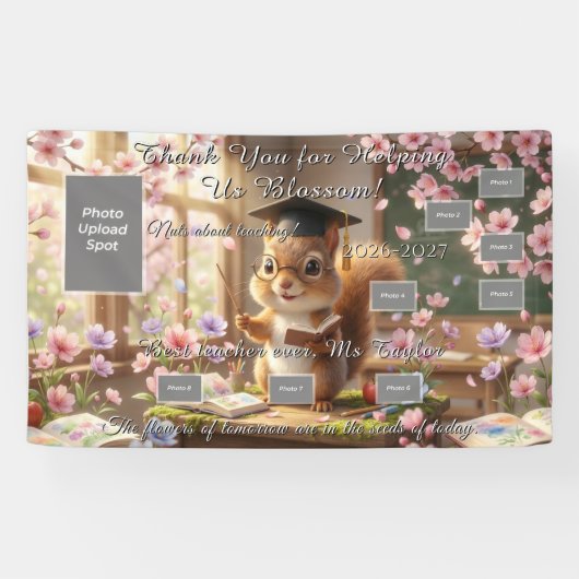 Cute Squirrel Teacher Appreciation Photo Banner (Horizontaal)