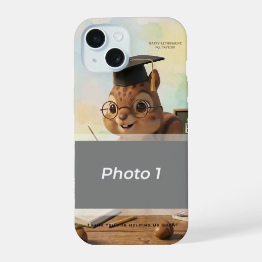 Cute Squirrel Teacher Retirement iPhone 15 Year iPhone 15 Case (Achterkant)