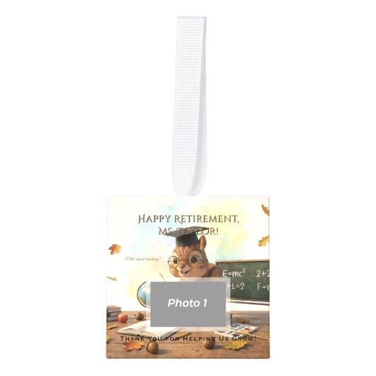 Cute Squirrel Teacher Retirement Ornament Year (Voorkant)